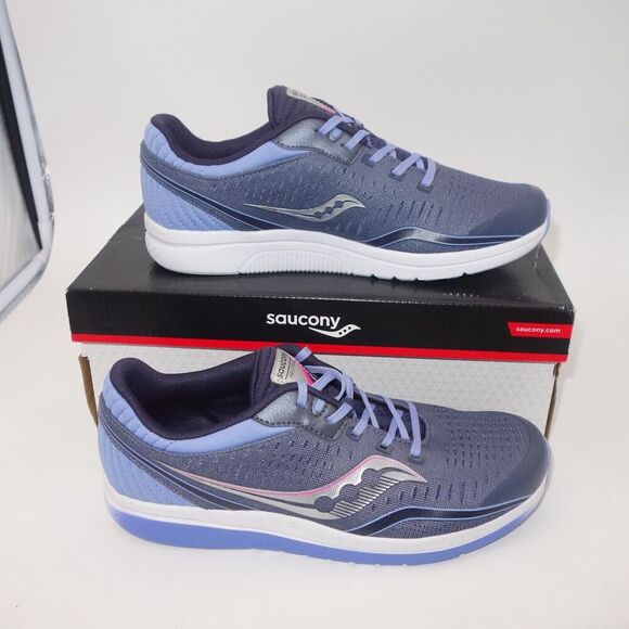 NEW Saucony Kinvara 11 Sneakers Lace Up Running Shoes Gray Purple Girl's 6.5 - Picture 3 of 8